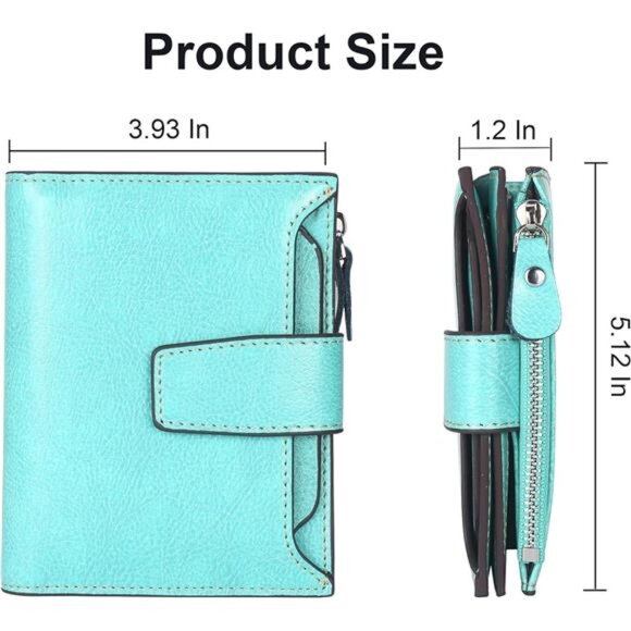 New Small Compact Women Wallet RFID Blocking Genuine Leather Bifold Purse - Picture 5 of 6